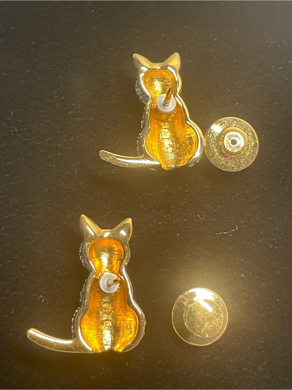 Swarovski Crystal Cat Brooches with Clear Crystals and Green Eyes - Picture 6 of 6